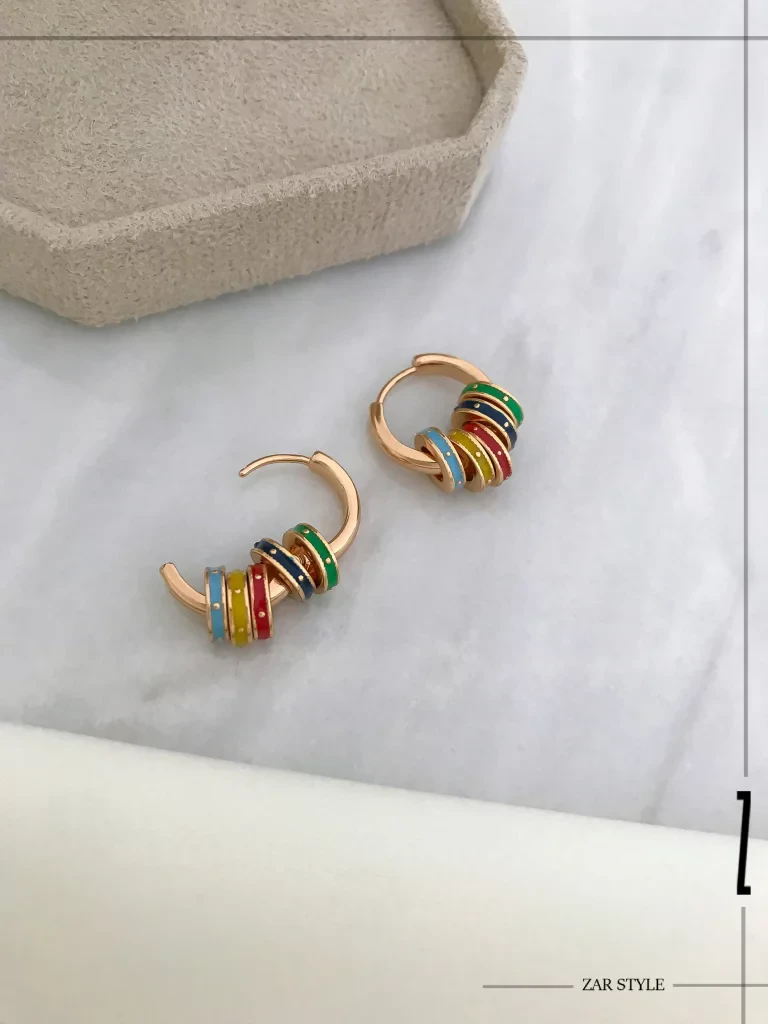 گوشواره مهره‌ای میناکاری