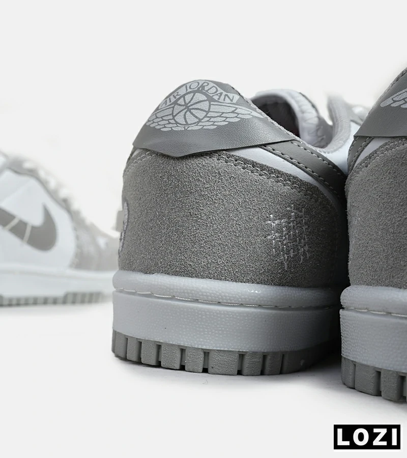 کفش کتانی مردانه و زنانه طوسی سفید نایک NIKE jordan Vodoo مدل 6061