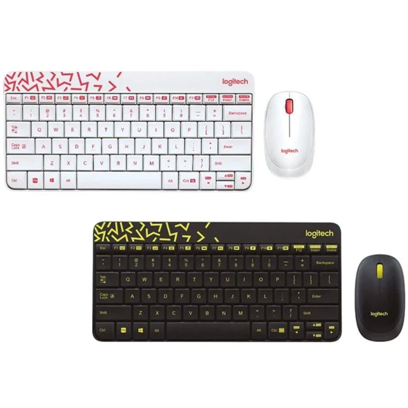 کیبورد و ماوس بی سیم لاجیتک logitech مدل MK240 سفید و قرمز روشن