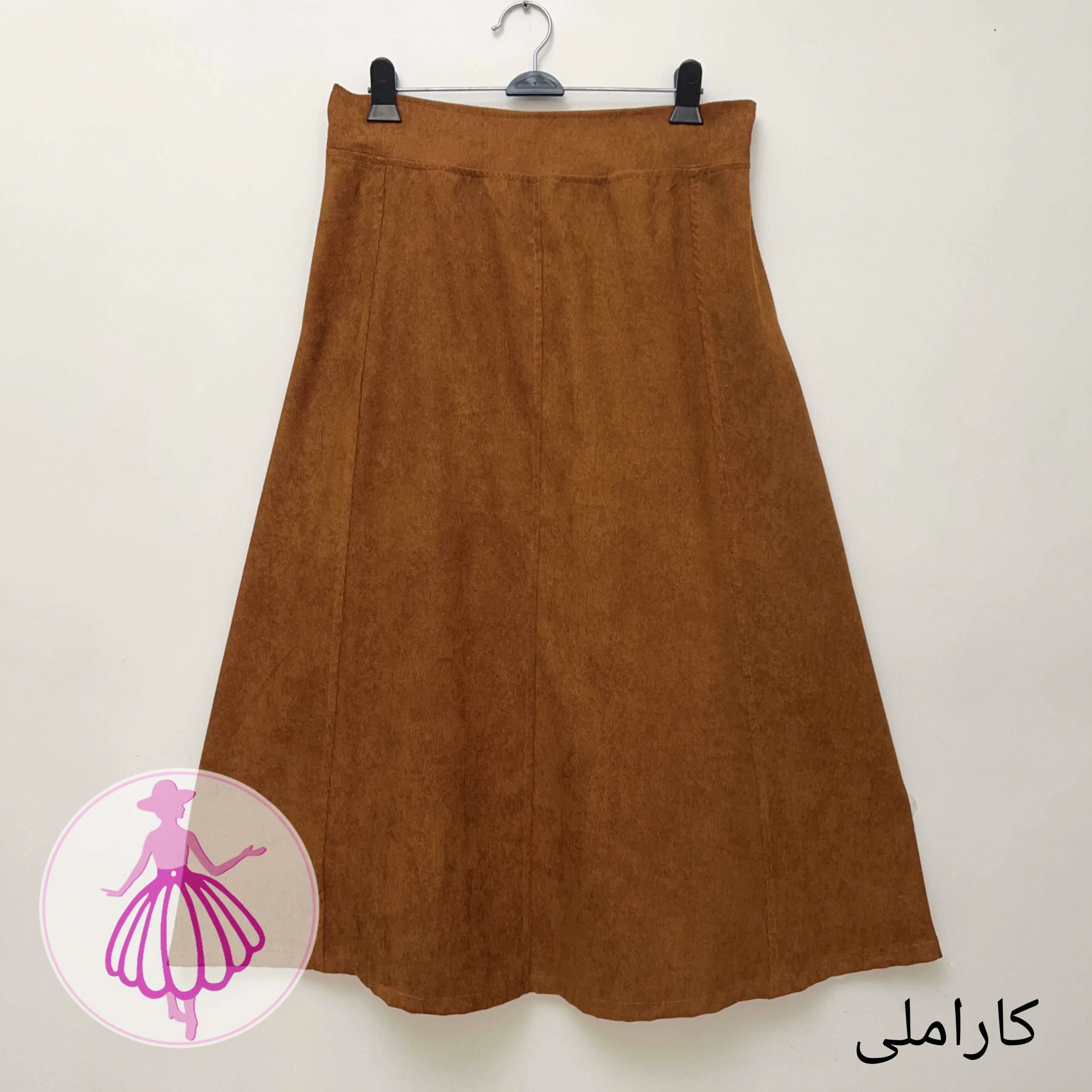دامن مخمل کلوش بلند در رنگبندی متنوع(کد1425) (کاراملی)