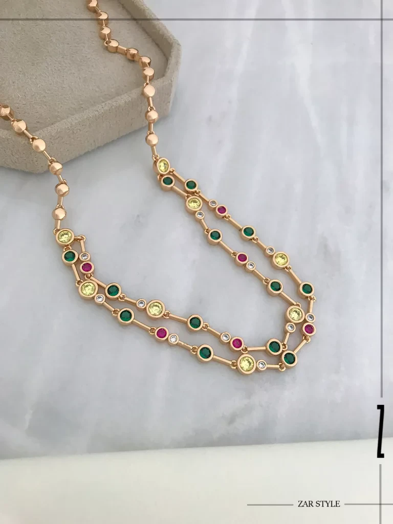 گردنبند دو لاین نگین مارکو مولتی کالر