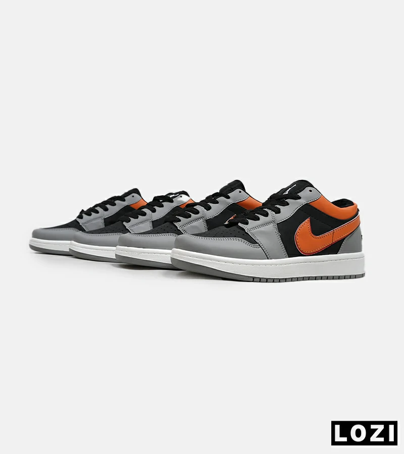 کفش کتانی مردانه طوسی مشکی نارنجی نایک NIKE jordan 1 مدل 5479