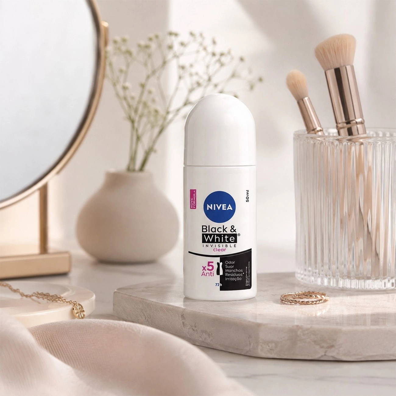 رول ضد تعریق زنانه nivea نیوآ مدلBlack & White Invisible Clear ماندگاری 72ساعته