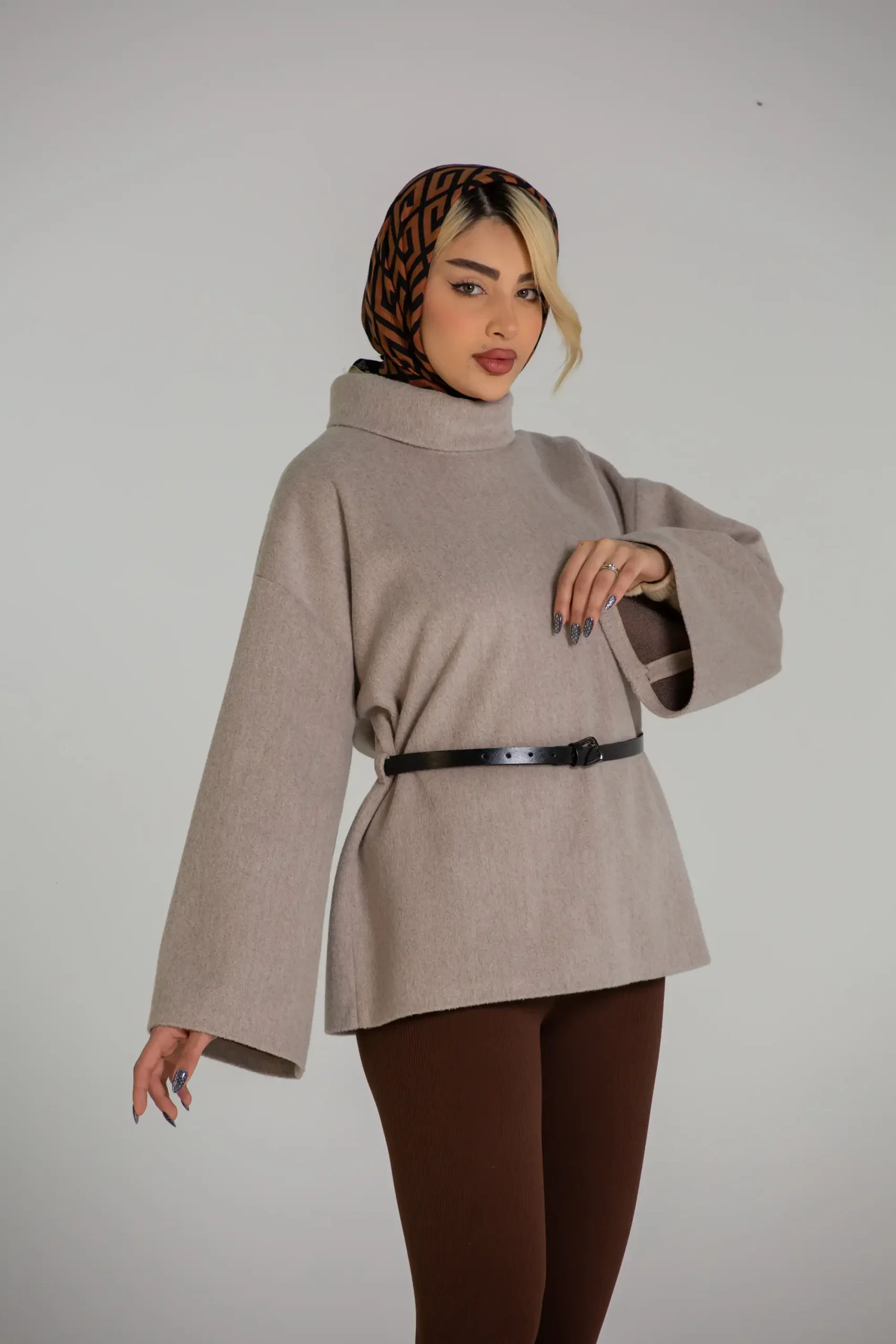 پالتو پانچ موهر nella (کرم تیره)