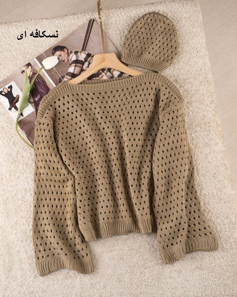 ست کراپ و کلاه بافت کد 30753
