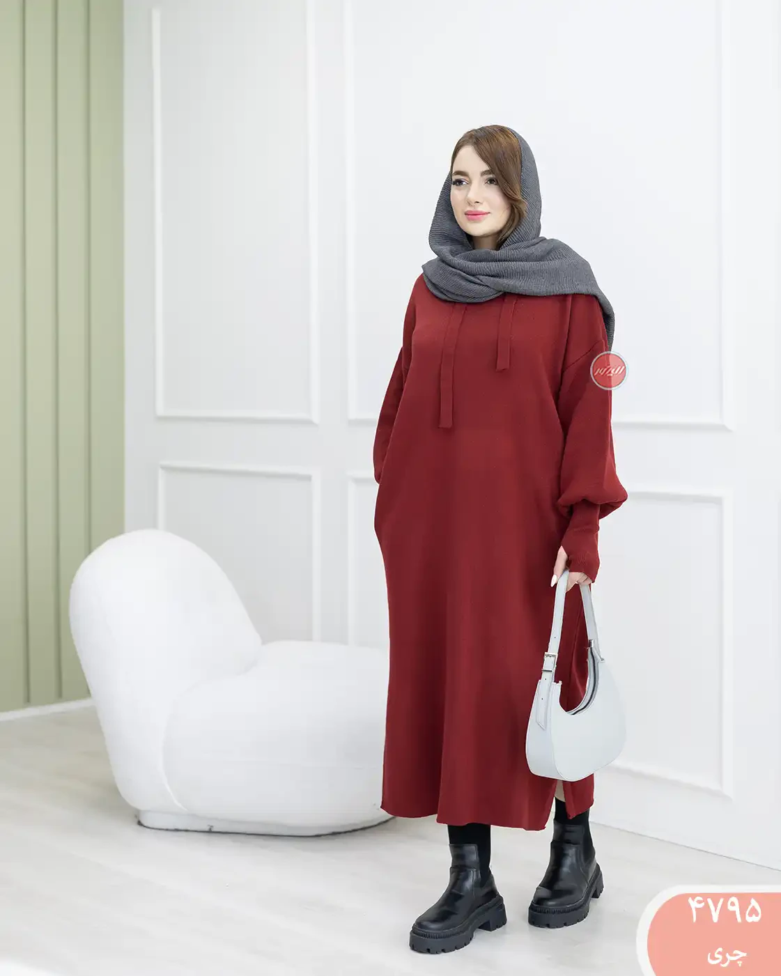 پیراهن بافت کلاه دار 4795