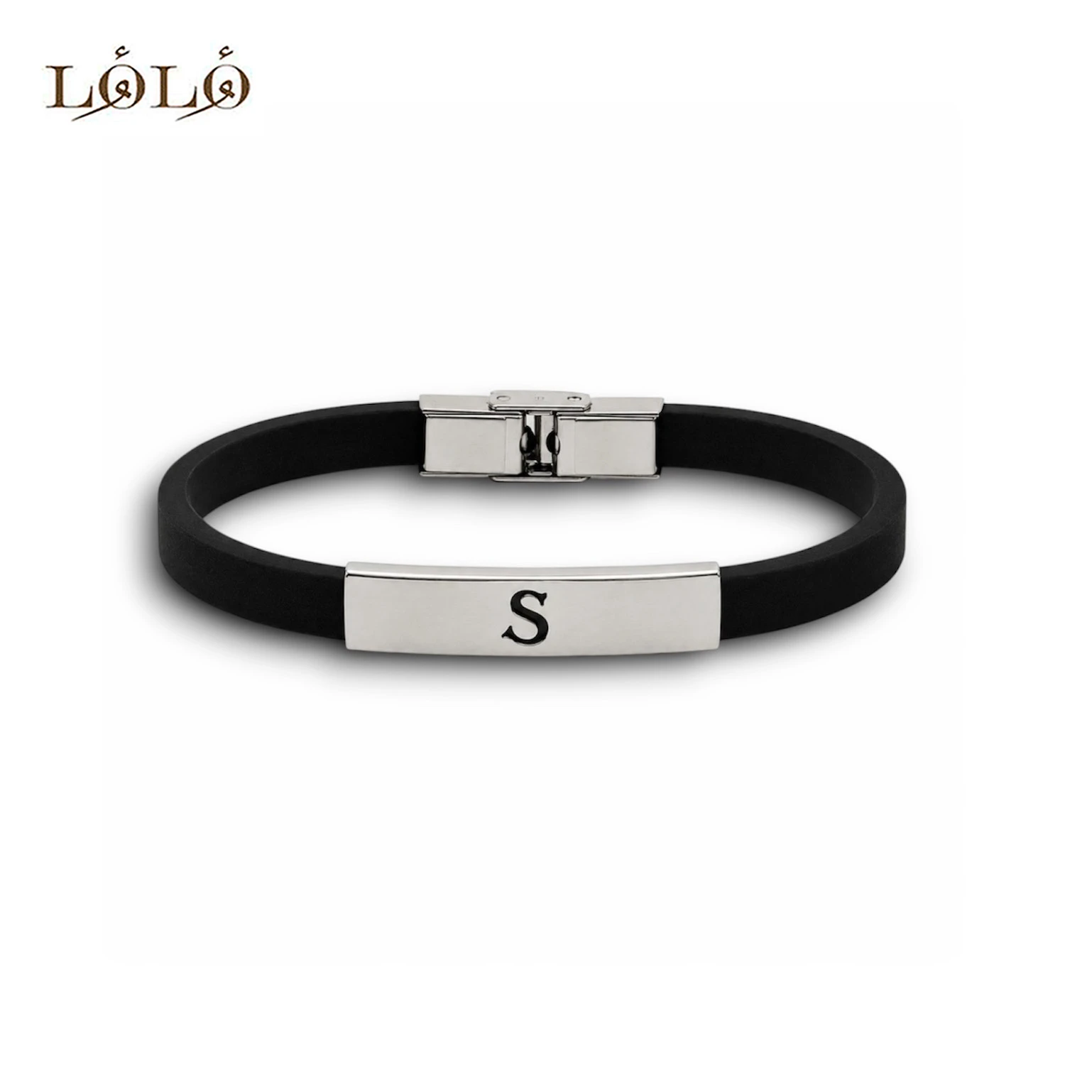 دستبند چرم مکعب مستطیل نقره