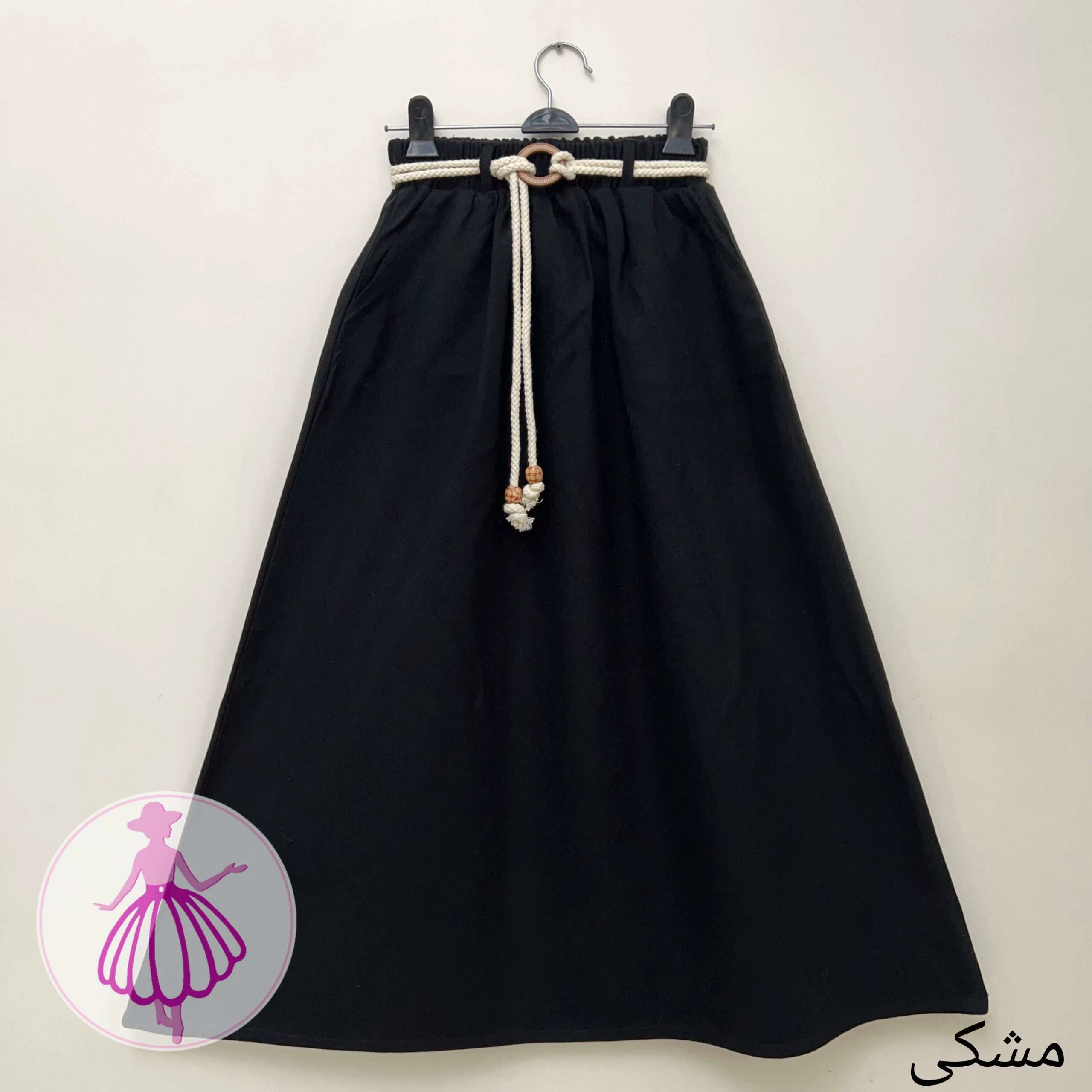 دامن پشمی کلوش بلند در رنگبندی متنوع(کد1427) (مشکی)