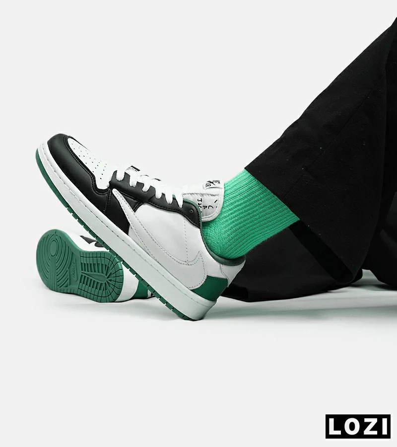 کفش کتانی مردانه سفید مشکی سبز NIKE travis scott مدل 5476