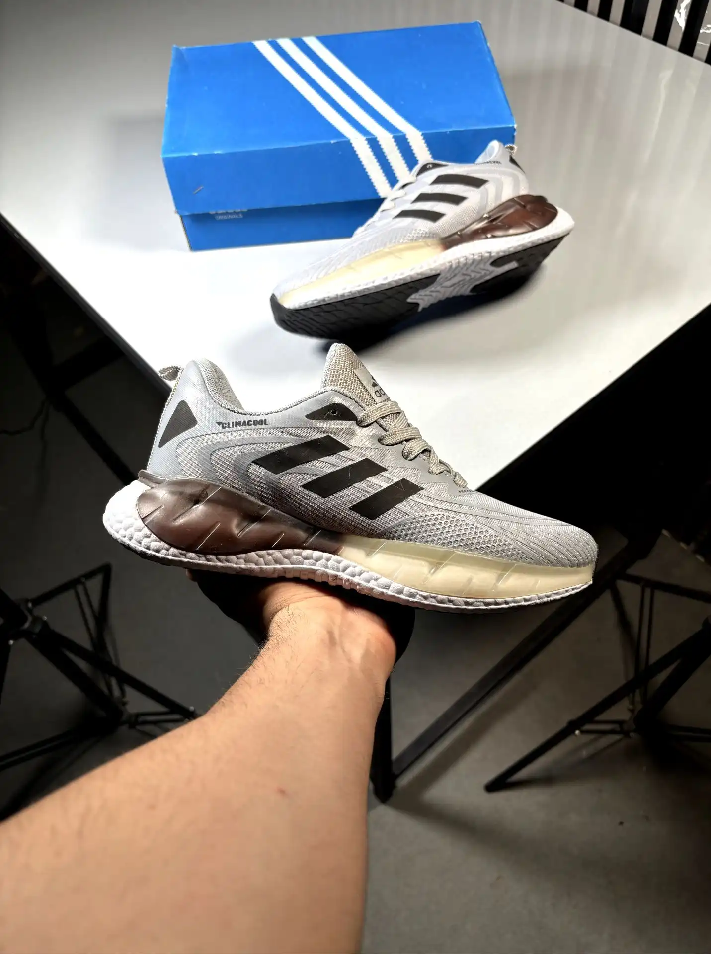 کتانی ادیداس مدل کلیماکول climacool / رنگ طوسی مشکی