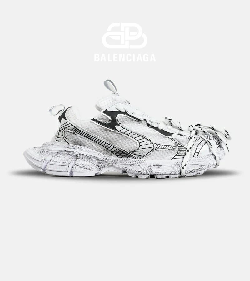 کفش کتانی مردانه و زنانه سفید مشکی Balenciaga 3XL مدل 7274