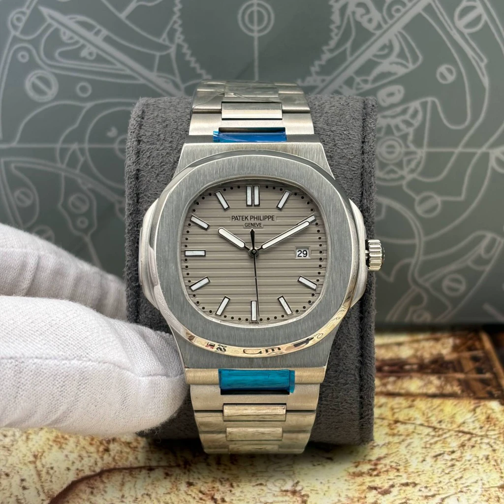 ساعت مچی مردانه پتک فیلیپ ساخت ژاپن با گارانتی و جعبه (طوسی)