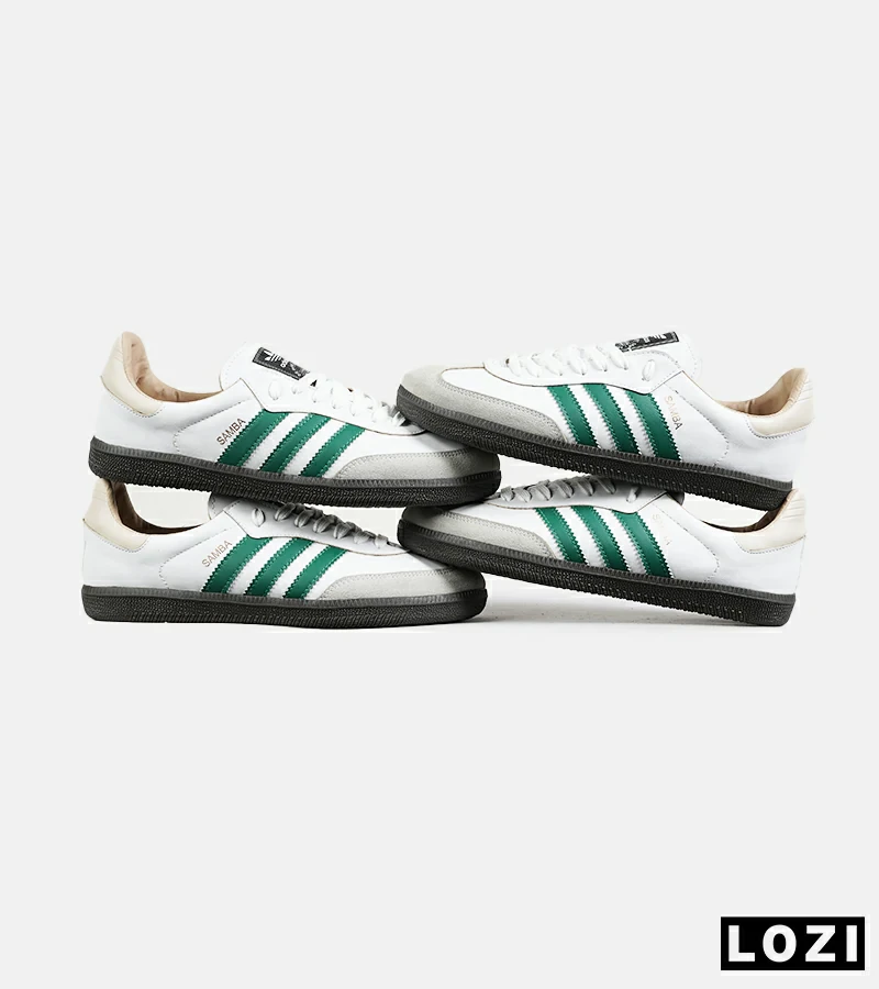 کفش کتانی مردانه و زنانه سفید سبز ADIDAS Samba مدل 7293