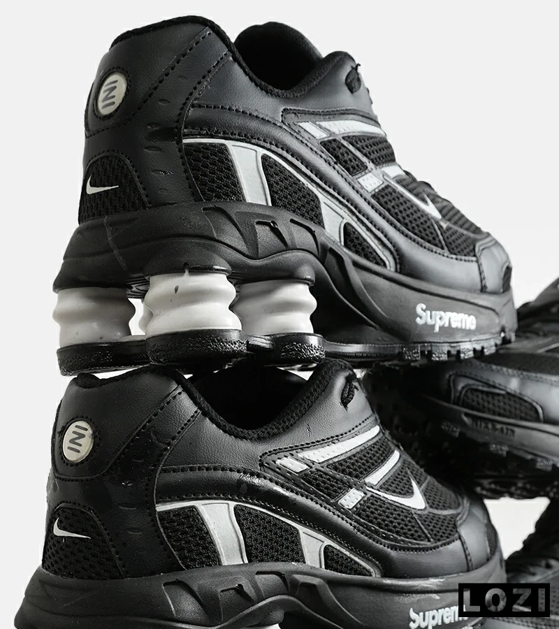 کفش کتانی مردانه مشکی سفید نایک NIKE x SUPREME shox ride 2 مدل 7055
