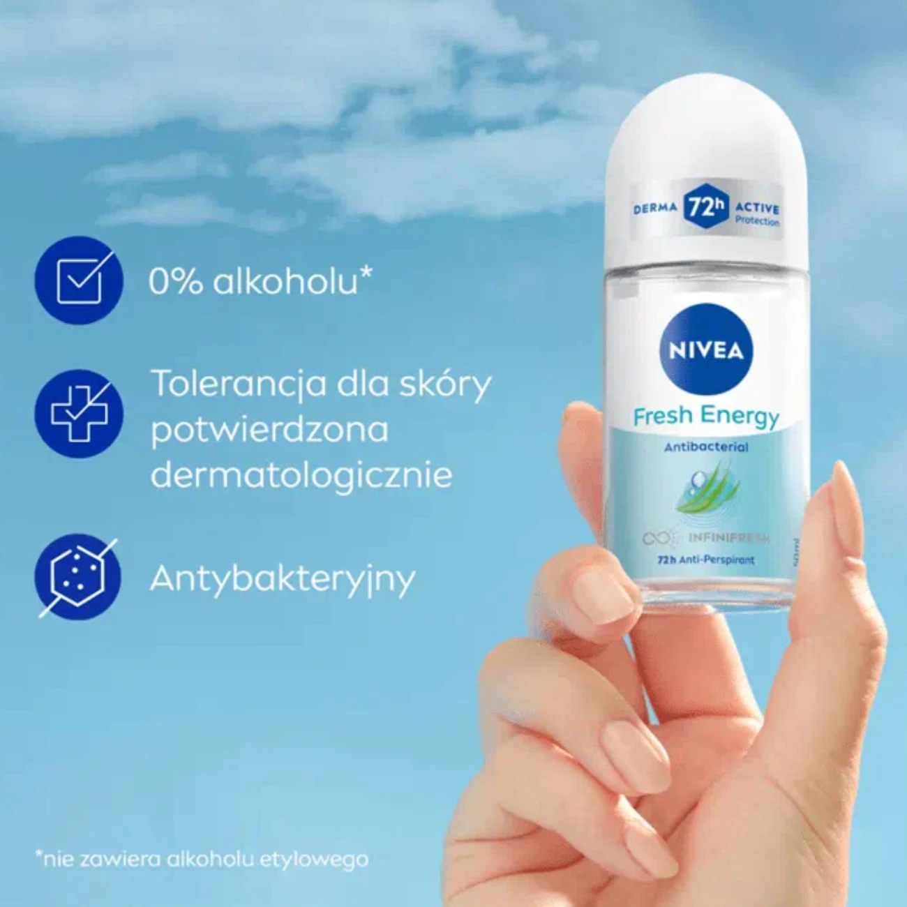 رول ضد تعریق زنانه نیوآ NIVEA مدل Fresh Energy 72H آنتی باکتریال 50ml