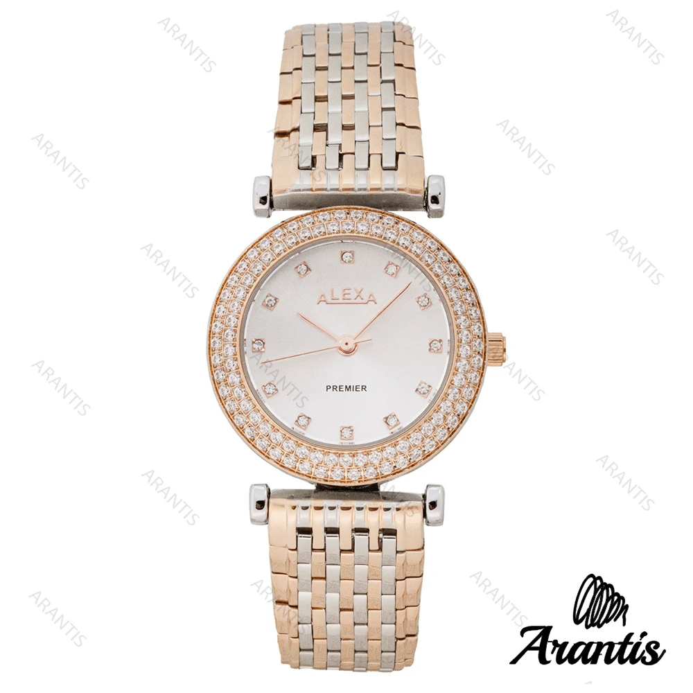 ساعت الکسا Premier 0105 زنانه دورنگ رزگلد نقره ای دورنگین w-10111