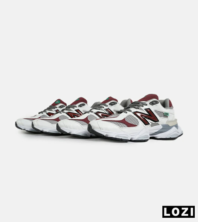 کفش کتانی مردانه و زنانه سفید قرمز طوسی NEW BALANCE 9060 مدل 7315