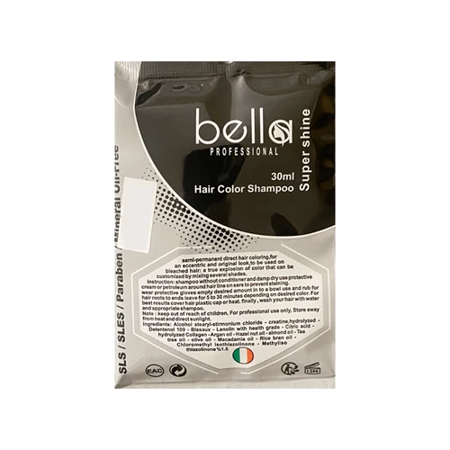 شامپو رنگ مو ساشه ایی BELLA رنگ سفید هالوژنی شماره 1001 30 میل