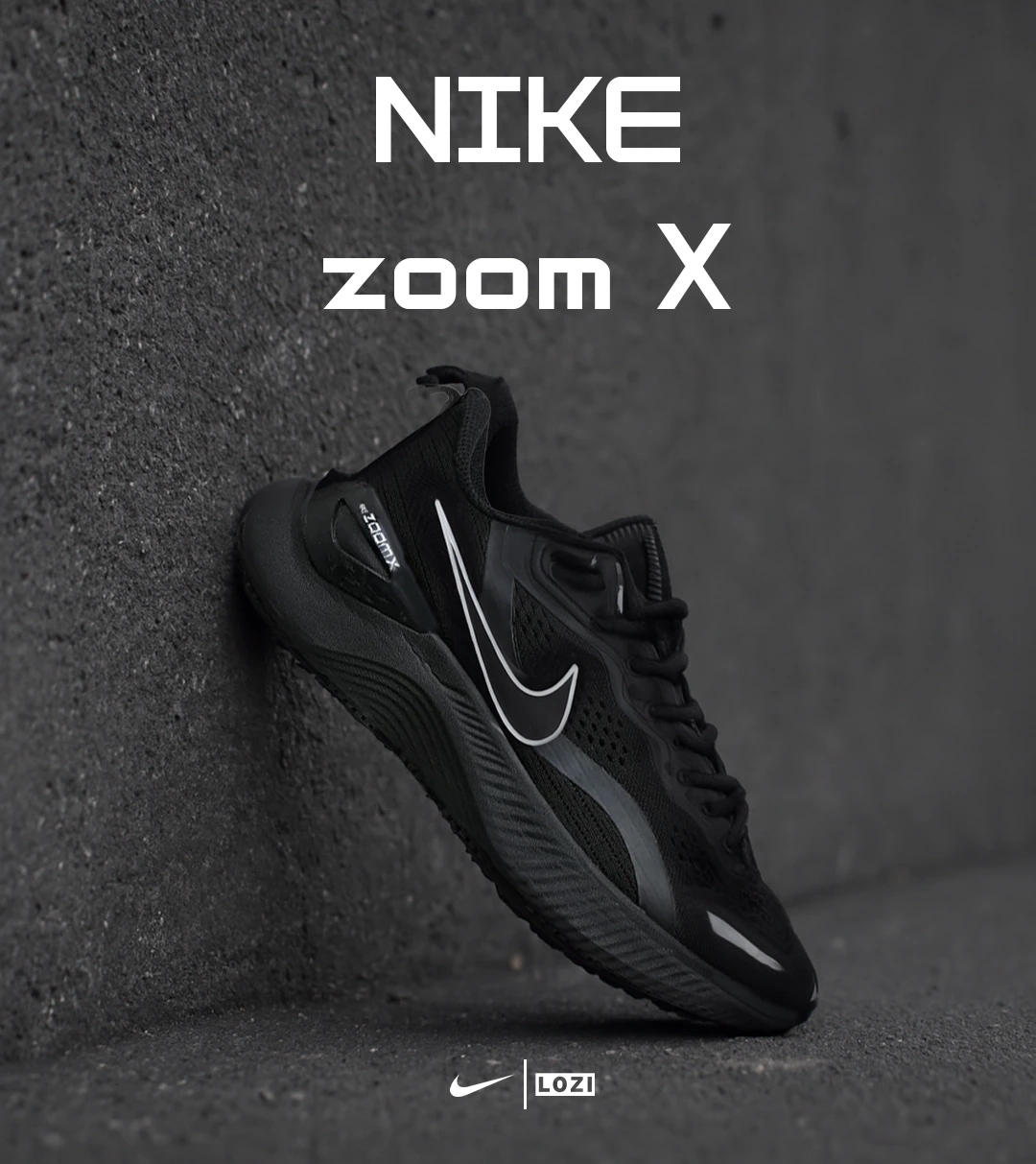 کفش کتانی مردانه و زنانه مشکی NIKE zoom X مدل 5896