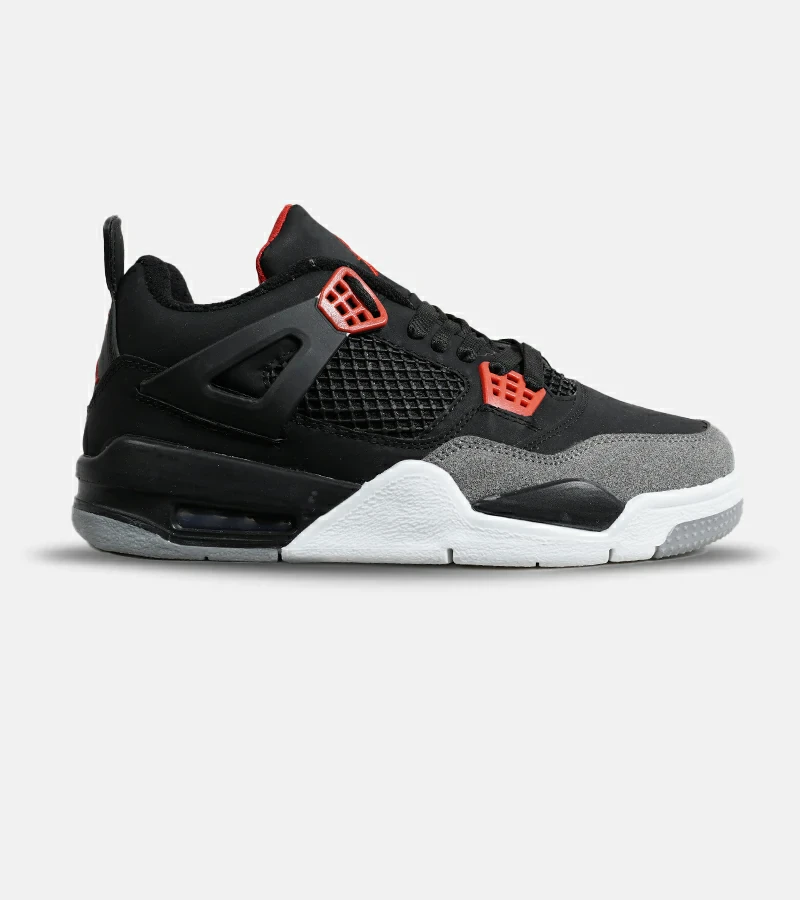 کتانی ساق‌دار زنانه و مردانه مشکی طوسی قرمز Nike air jordan 4 مدل 6473