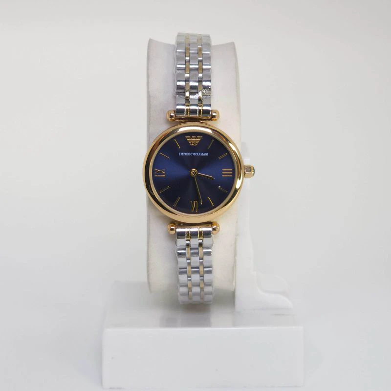 ساعت مچی زنانه امپریو آرمانی Emporio Armani 303 تمام استیل با قفل پروانه ای (نقره ای صفحه آبی)