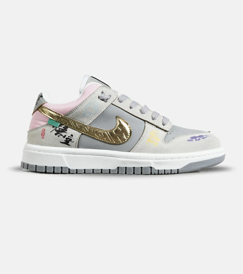 کفش کتانی مردانه و زنانه طوسی طلایی نایک NIKE Dunk Low Remastered مدل 7326