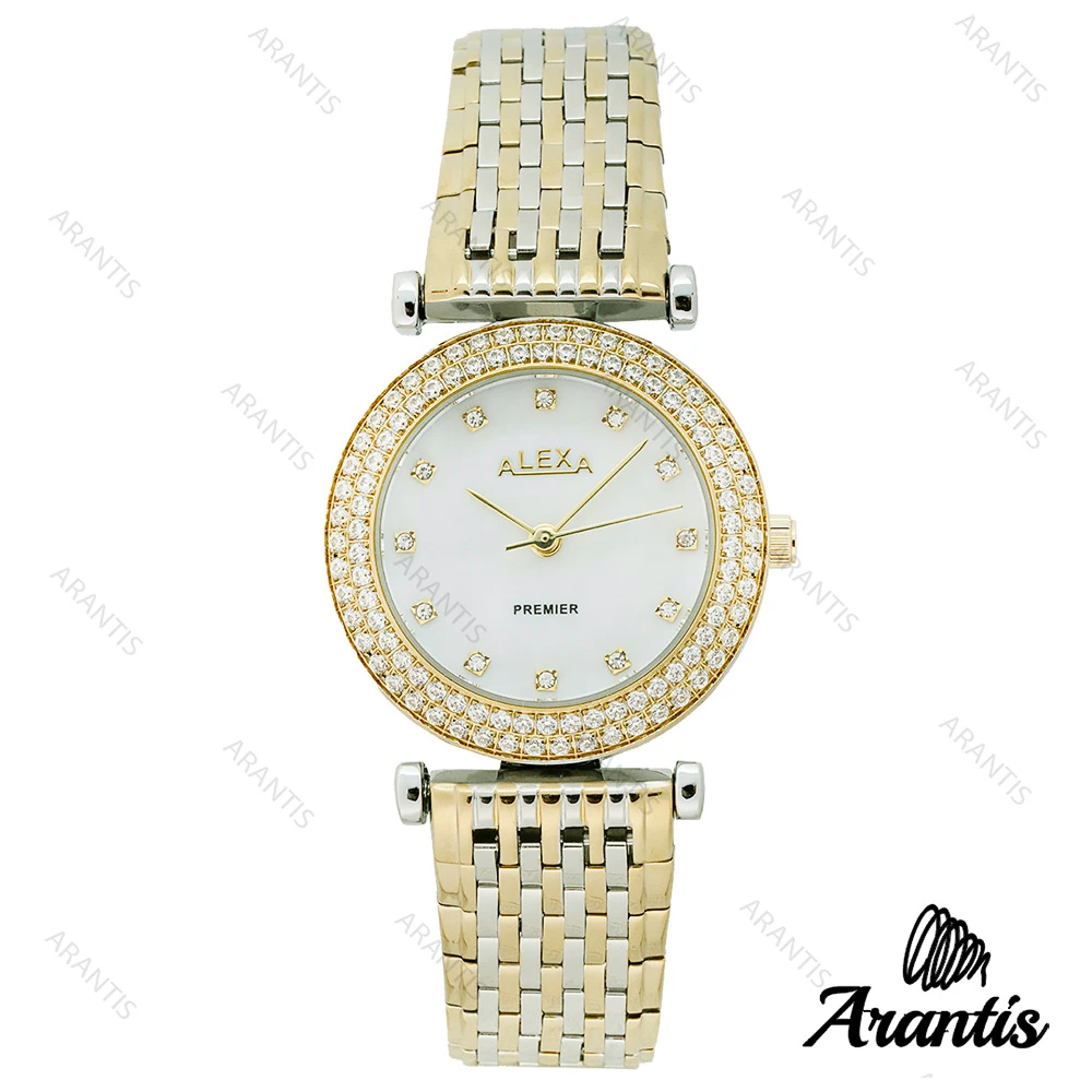ساعت الکسا Premier 0105 زنانه دورنگ طلایی سیلور دورنگین w-10110