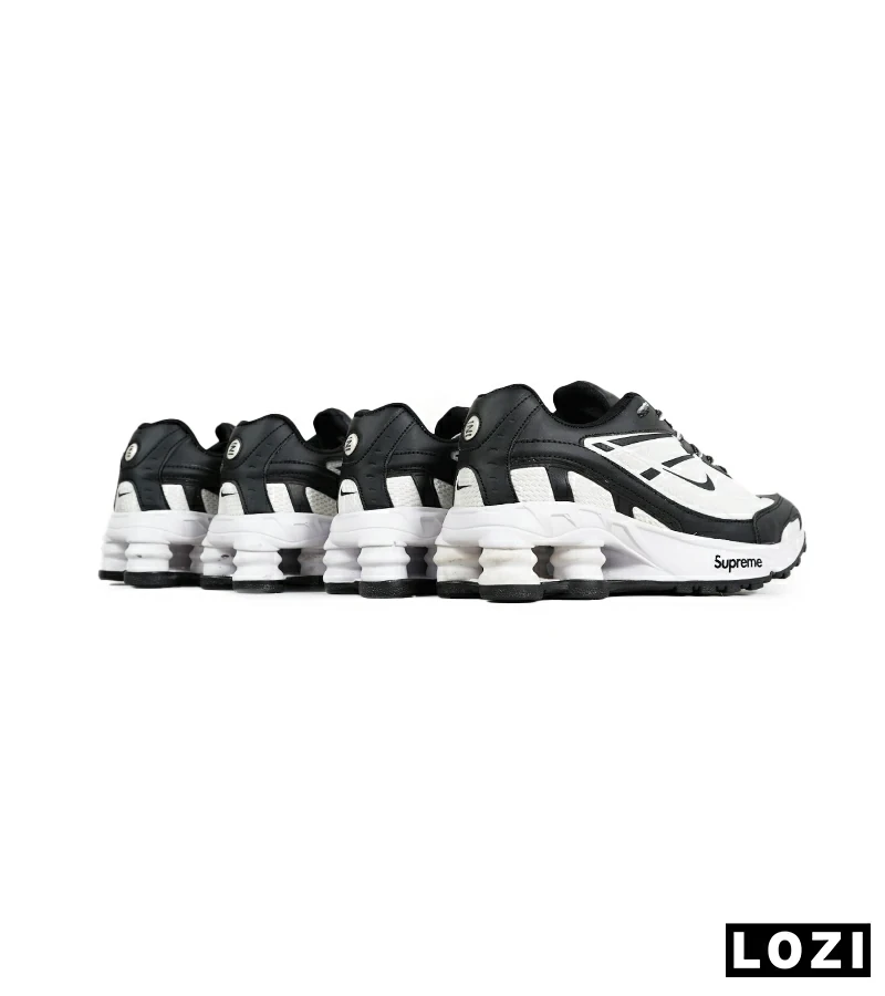 کفش کتانی مردانه سفید مشکی نایک NIKE x SUPREME shox ride 2 مدل 7098