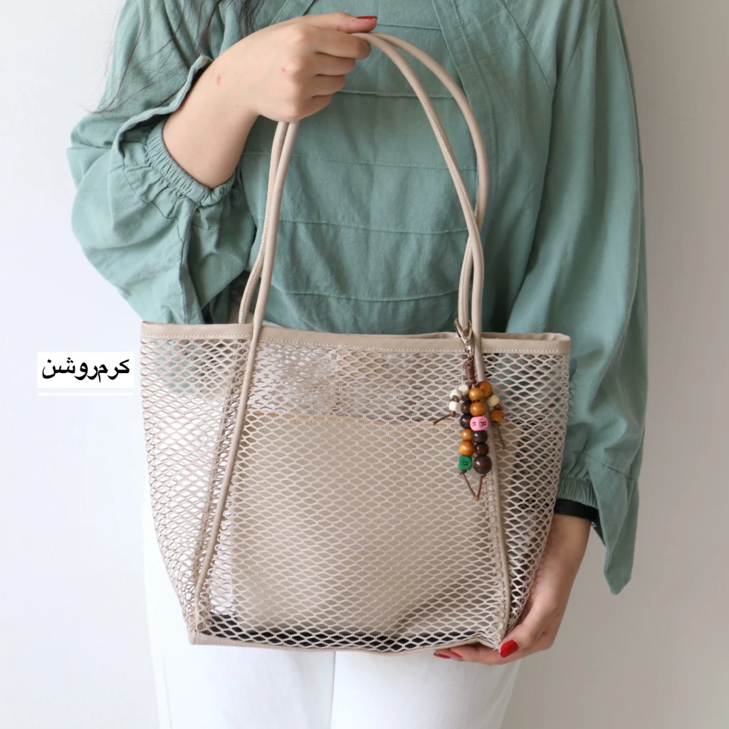 کیف زنانه بزرگ مدل سانیا (کرم روشن)