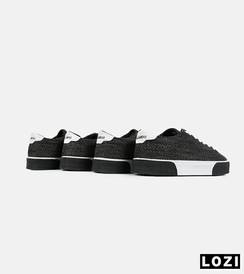 کفش کتانی مردانه مشکی سفید PULL & BEAR مدل 7446