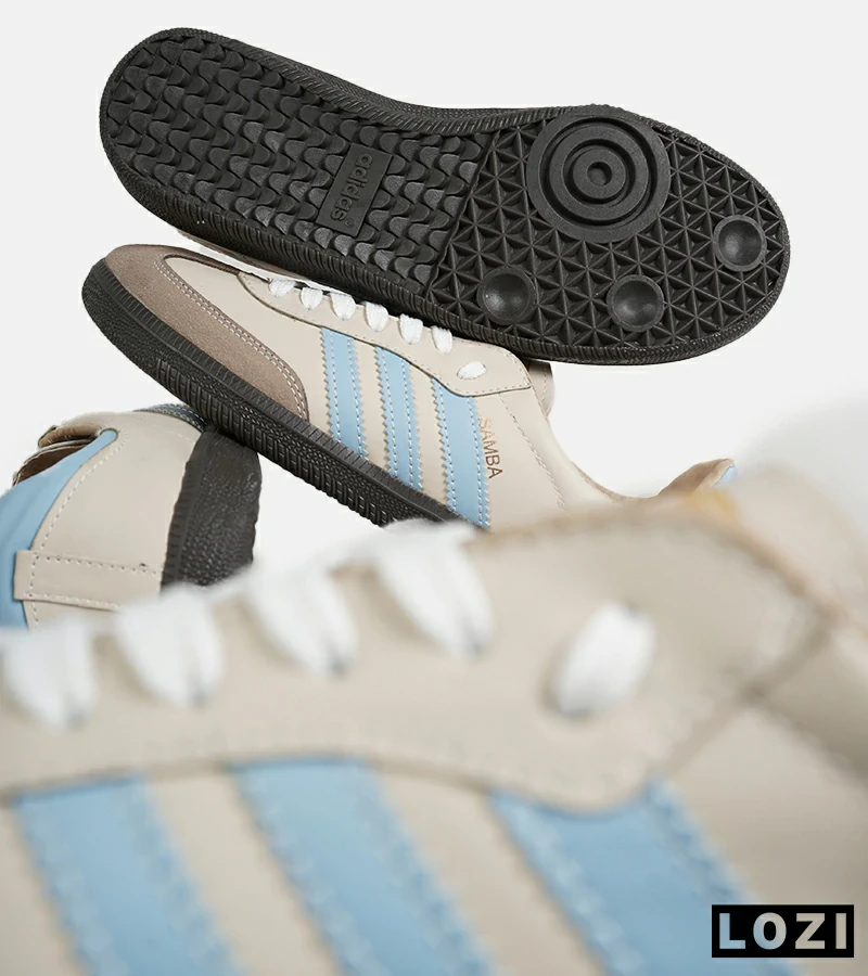 کفش کتانی مردانه و زنانه کرم آبی ADIDAS Samba مدل 7303