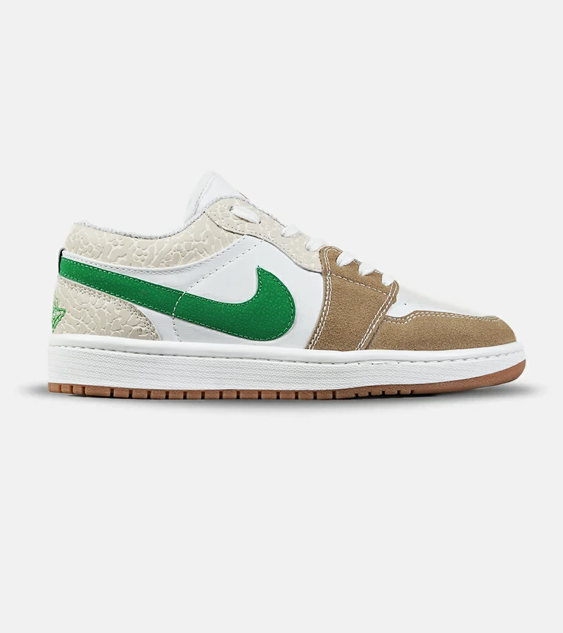 کفش کتانی مردانه و زنانه سفید کرم سبز NIKE jordan 1 مدل 7455