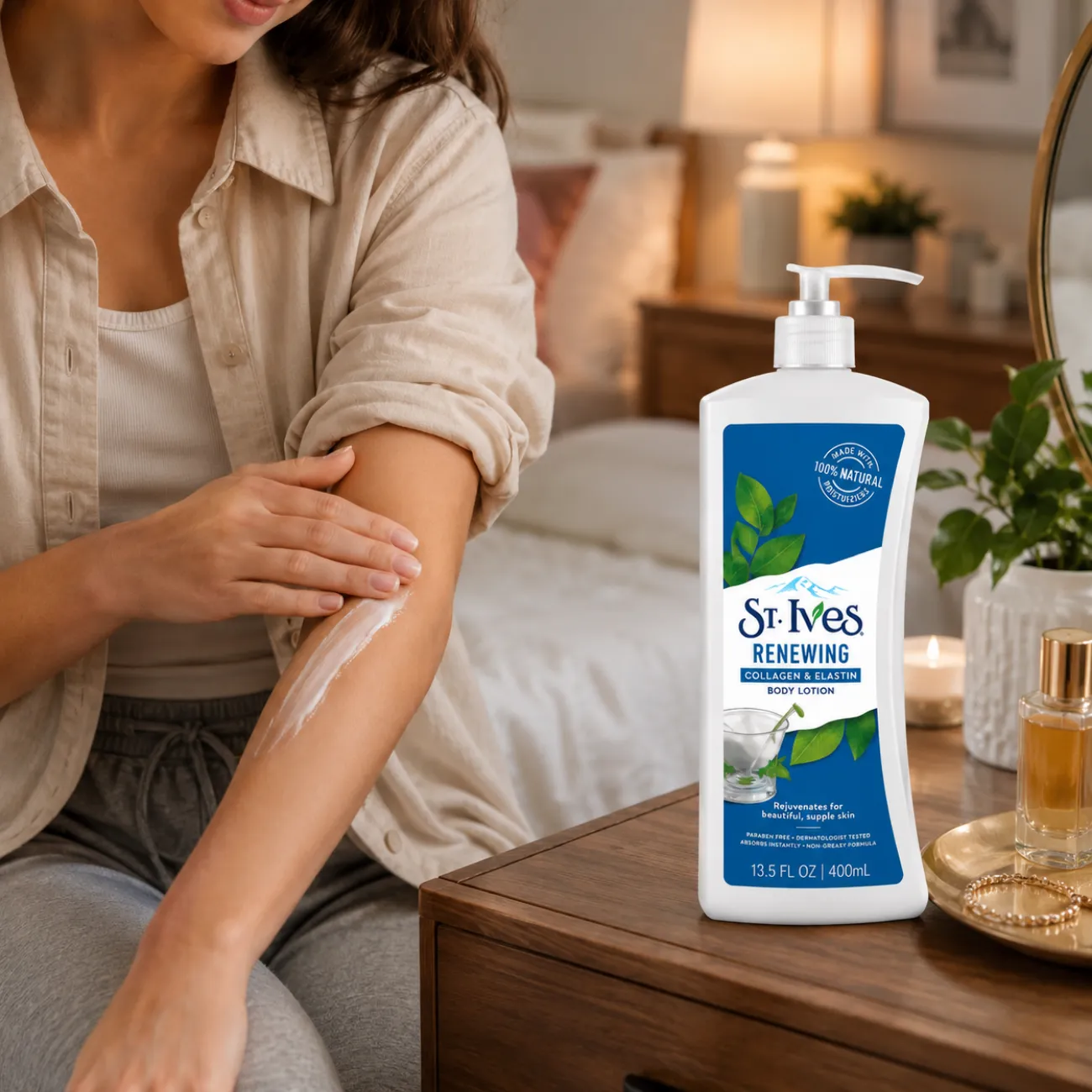 لوسیون بدن جوانساز سنت ایوز St. Ives اصل حاوی کلاژن و الاستین حجم 400ml