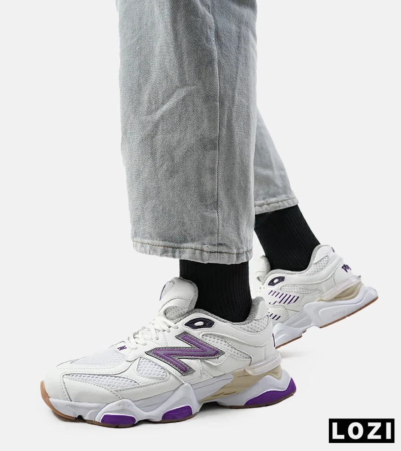 کفش کتانی مردانه و زنانه سفید بنفش NEW BALANCE 9060 مدل 2153
