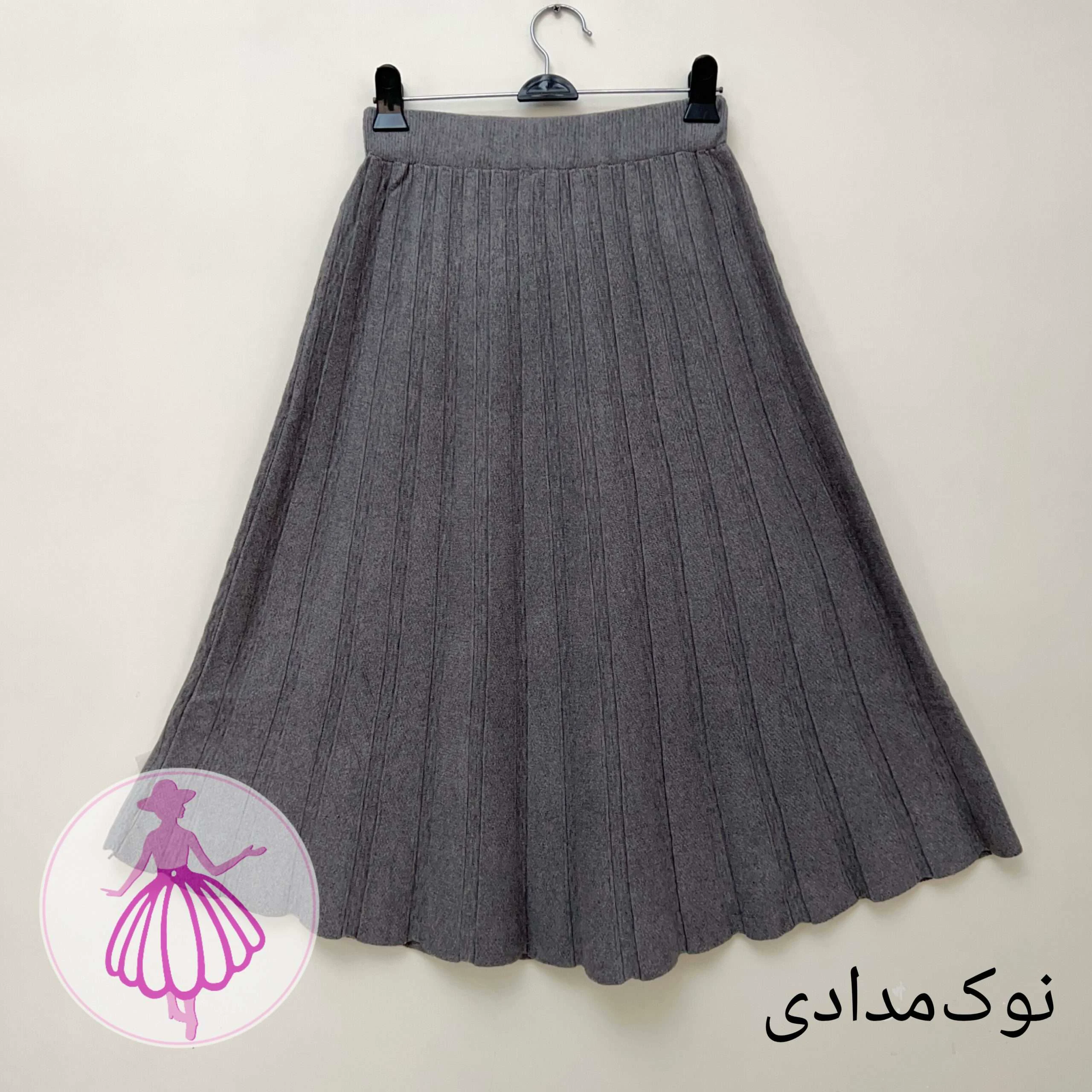 دامن بافت خارجی نیم کلوش در رنگبندی متنوع(کد1424) (نوک مدادی)