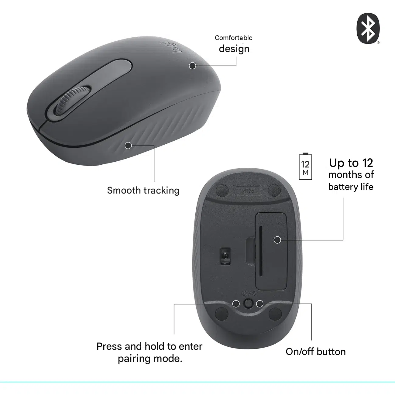 ماوس بی سیم لاجیتک Logitech مدل M196 بلوتوثی