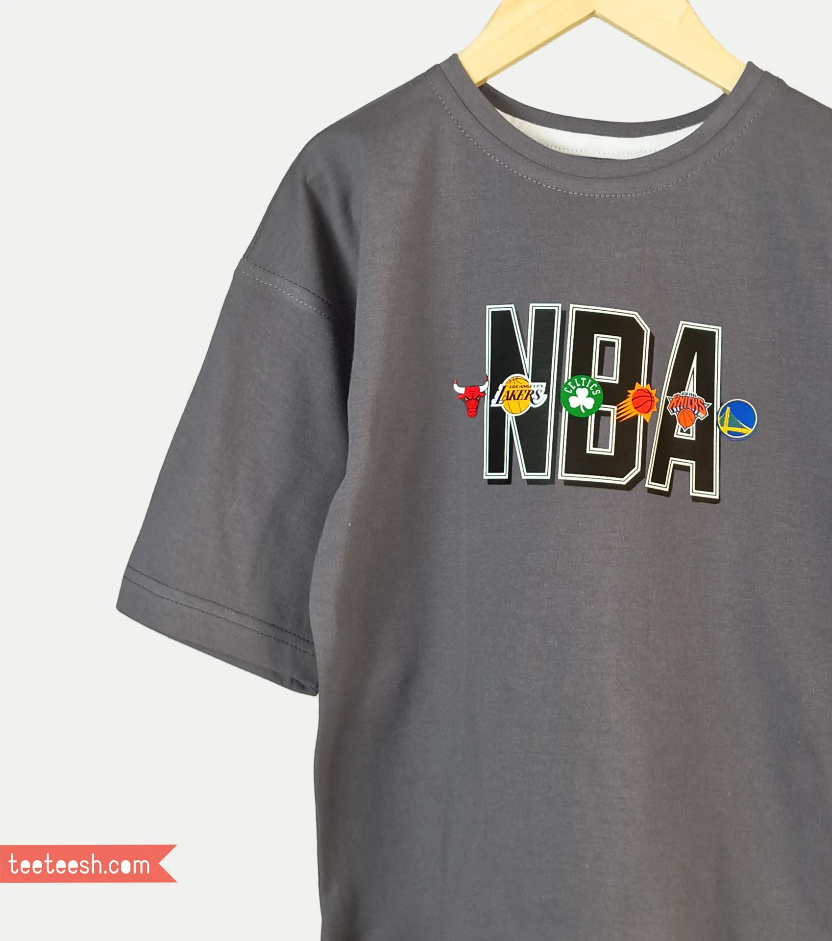 ست تیشرت طوسی طرح NBA وشلوارک