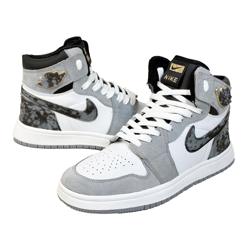 کتانی اسپرت مردانه مدل نایک ایرجردن1 ساق‌دار Nike Air jordan1 رنگ طوسی کد 51402