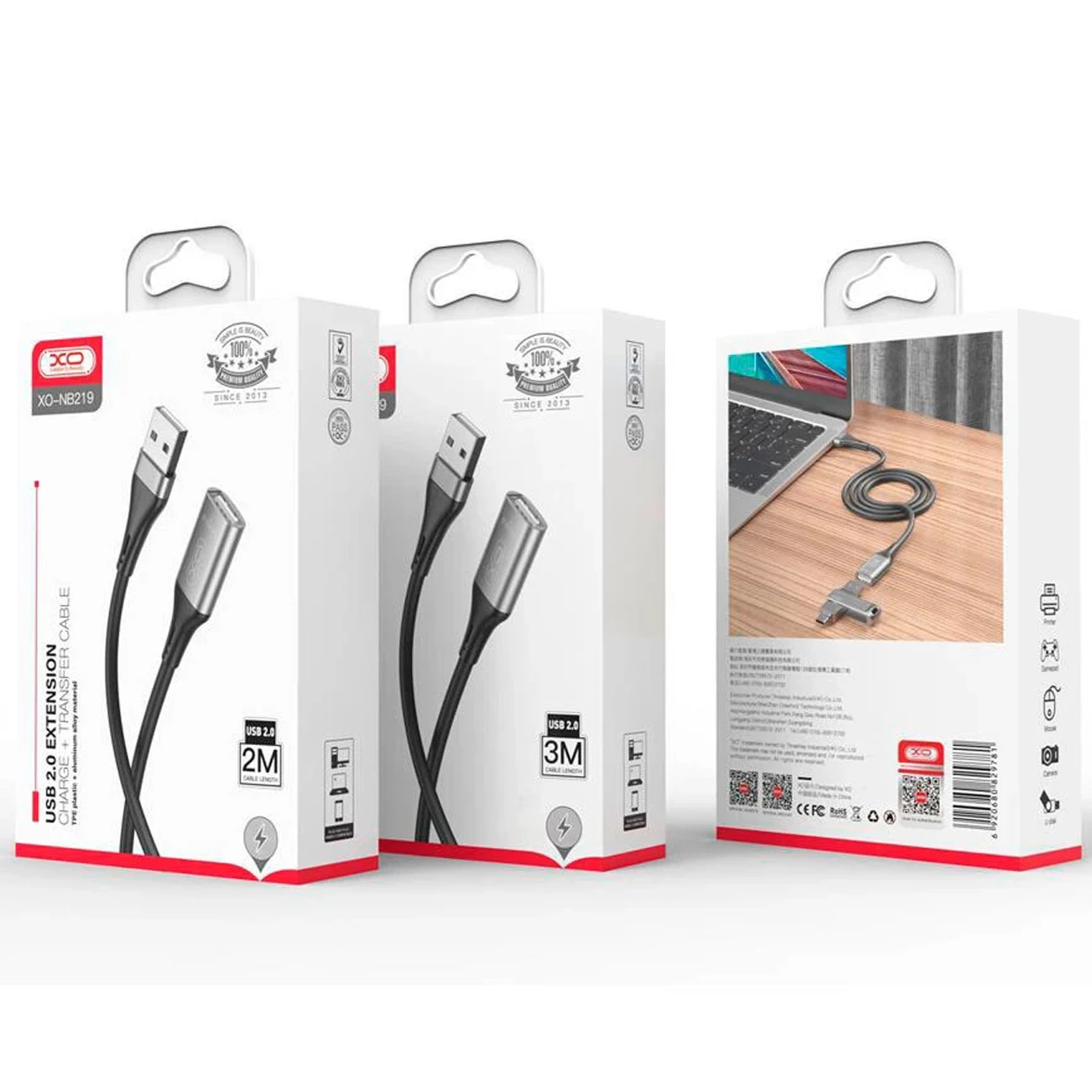 کابل افزایش طول USB ایکس او XO مدل NB219 طول 2 متر