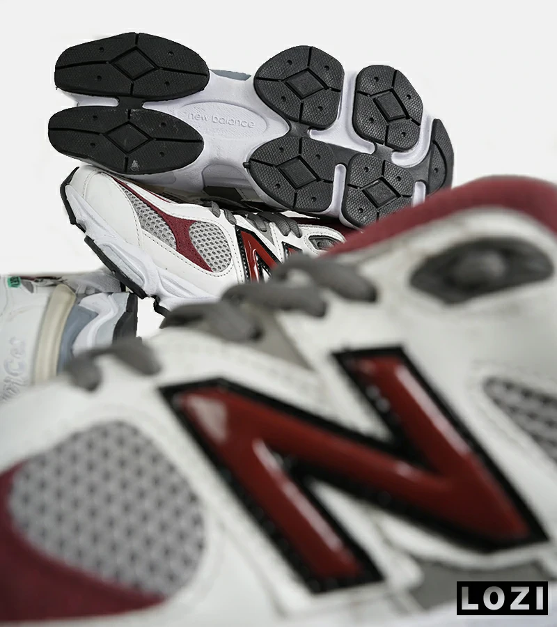 کفش کتانی مردانه و زنانه سفید قرمز طوسی NEW BALANCE 9060 مدل 7315