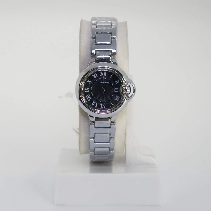 ساعت مچی زنانه کارتیر Cartier تمام استیل با قفل پروانه ای (نقره ای با صفحه مشکی)