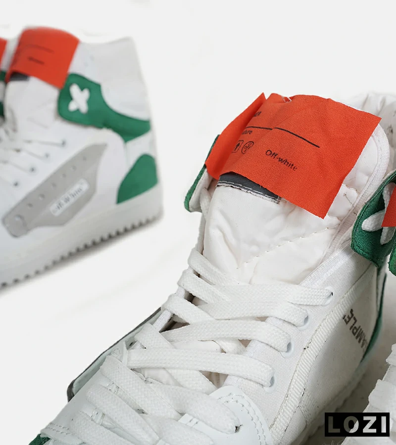 کفش کتانی ساق‌دار سفید سبز OFF WHITE مدل 6828