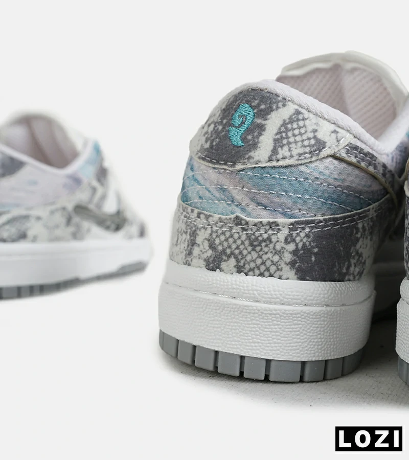 کفش کتانی مردانه و زنانه طوسی سفید NIKE dunk low steam puppet مدل 7206
