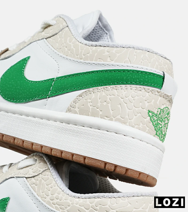 کفش کتانی مردانه و زنانه سفید کرم سبز NIKE jordan 1 مدل 7455