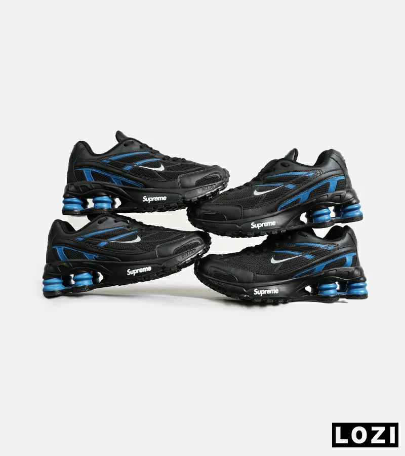 کفش کتانی مردانه مشکی آبی نایک NIKE x SUPREME shox ride 2 مدل 7059