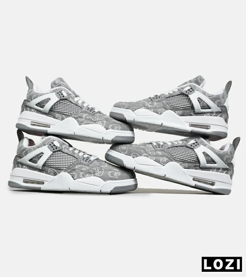 کفش کتانی ساق‌دار مردانه و زنانه طوسی Jordan 4 x Kaws مدل 6888