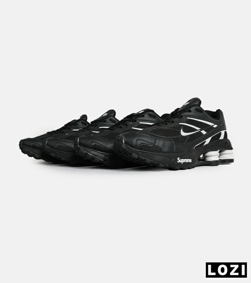 کفش کتانی مردانه مشکی سفید نایک NIKE x SUPREME shox ride 2 مدل 7055