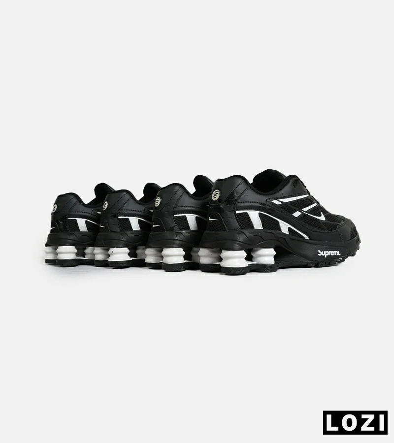 کفش کتانی مردانه مشکی سفید نایک NIKE x SUPREME shox ride 2 مدل 7055