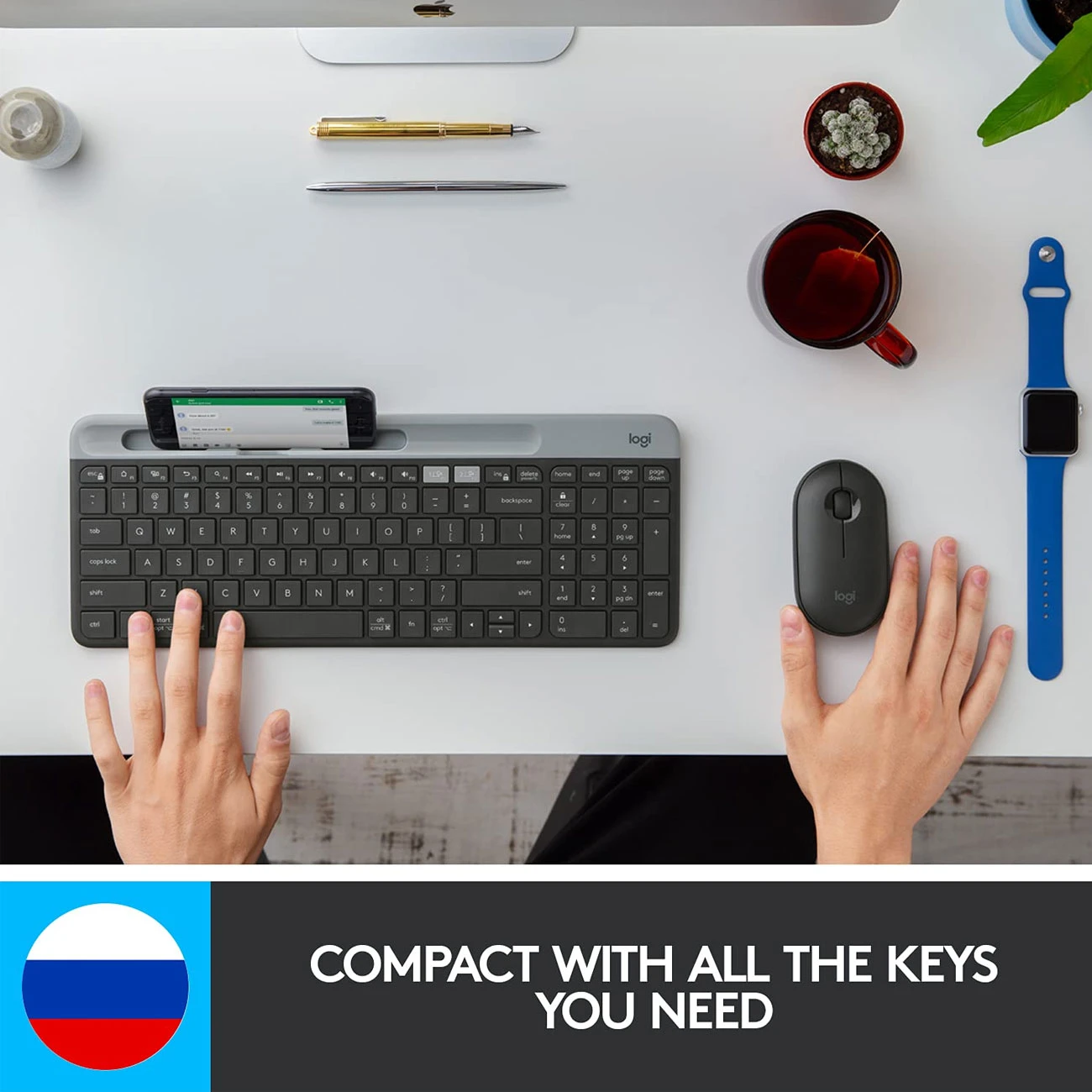 کیبورد بی سیم لاجیتک Logitech مدل K580 با چیدمان Chrome OS