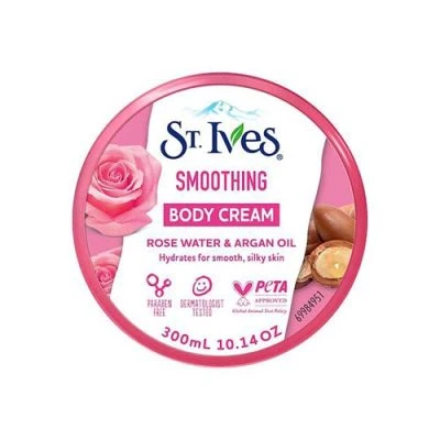 کرم بدن کاسه ای سنت ایوز حاوی روغن آرگان و عصاره گل رز 300 میل